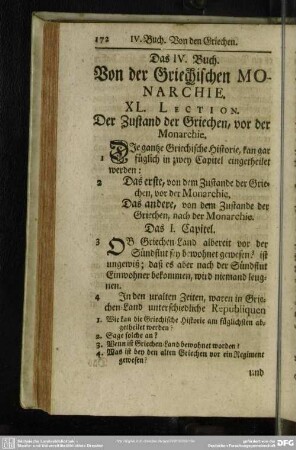 Das IV. Buch. Von der Griechischen Monarchie
