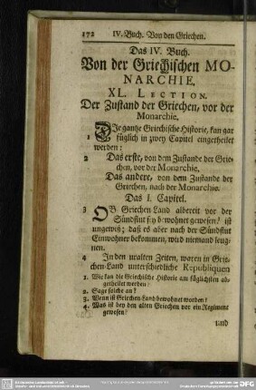 Das IV. Buch. Von der Griechischen Monarchie