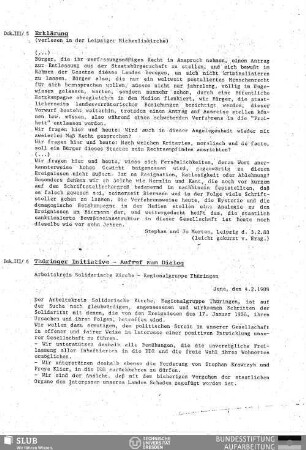 Dok. III/5. Erklärung : verlesen in der Leipziger Michaeliskirche