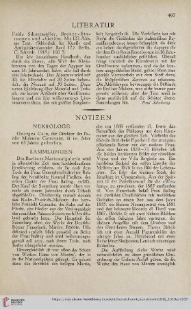 [Rezension zu: Frida Schottmüller, Bronze-Statuetten und -geräte]