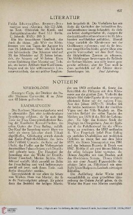 [Rezension zu: Frida Schottmüller, Bronze-Statuetten und -geräte]