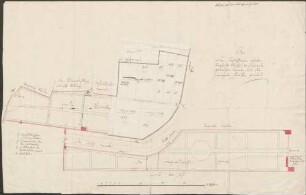 Plan deren herrschaftlichen Gärten längst des Bauhofs, des sogenanten Godarischen Garten und des sogenanten Honeker Gartens