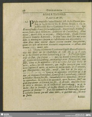 Assertiones Tabulae IV. [Tabulae IV. Familiae Augustae Lucemburgensis]