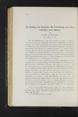 Ein Beitrag zur Kenntnis der Verteilung einer Base zwischen zwei Säuren.