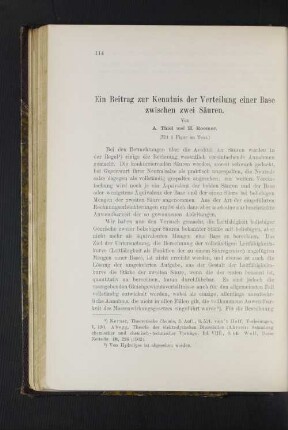 Ein Beitrag zur Kenntnis der Verteilung einer Base zwischen zwei Säuren.