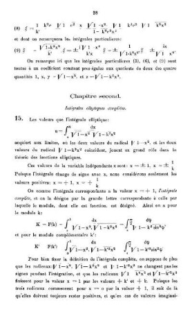 Chapitre second. Intégrales elliptiques complètes.
