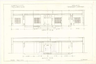 Pfann, Paul; München - Theresienhöhe; Ausstellung München 1908 - Halle I. Großer Lichthof (Schnitte)