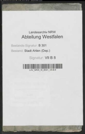 Betr. die Ausmittelung des zum Stadt Ahlen'schen Armenfonds gehörigen Hagedornschen Kanons.