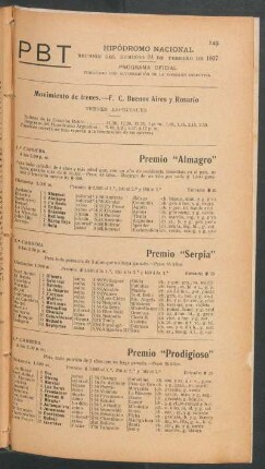 Hipódromo Nacional - Reunión del Domingo 24 de Febrero de 1907 - Programa oficial