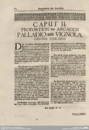 CAPUT II. Proportion der Arcaden Palladio und Vignola, Ordine Toscano.