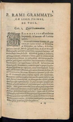P. Rami Grammaticae Liber Primus, De Voce.
