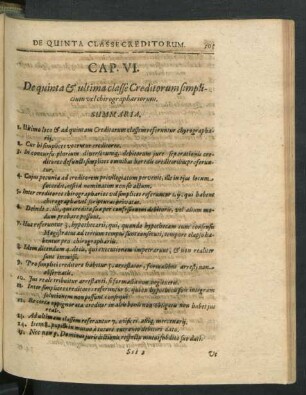 Cap. VI. De quinta & ultima classe Creditorum simplicium vel chirographariorum.