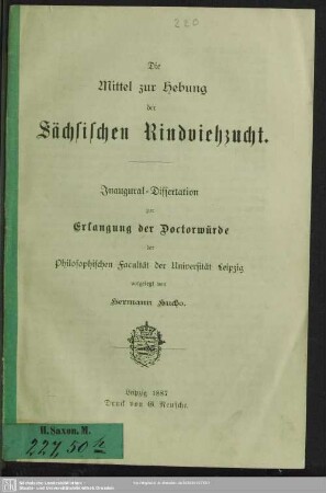 Die Mittel zur Hebung der sächsischen Rindviehzucht