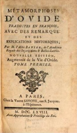 Métamorphoses D'Ovide, 1