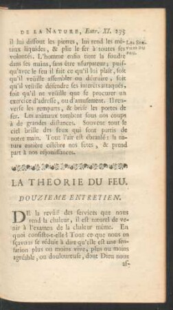 Douzieme entretien. La theorie du feu.