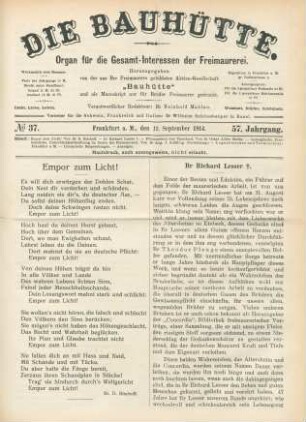 No. 37. Frankfurt a. M., den 12. September 1914. 57. Jahrgang.