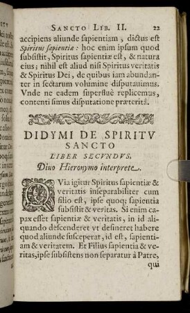 Liber Secundus, Diuo Hieronymo interprete.