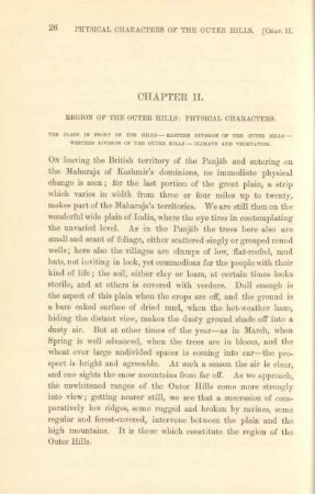 Chapter II. Region of the outer hills: physical characters