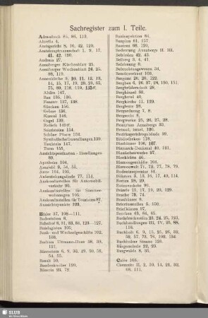 Sachregister zum I. Teile
