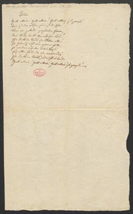 Handschriftlicher Text. Chor. "Gott allein"