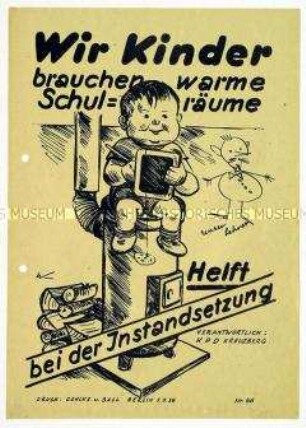 Illustrierter Aufruf der KPD Kreuzberg zur Instandsetzung von Schulräumen