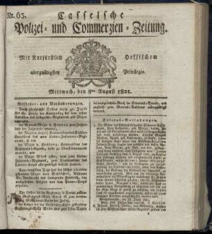 Nr. 63, Mittwoch den 8ten August. 1821