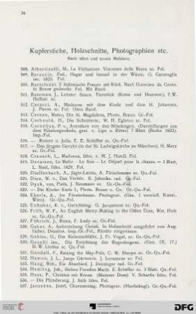 Kupferstiche, Holzschnitte, Photographien etc. nach alten und neuen Meistern (Nr. 508-619)
