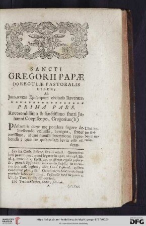 Prima Pars: Reverendissimo & sanctissimo fratri Johanni Coepiscopo