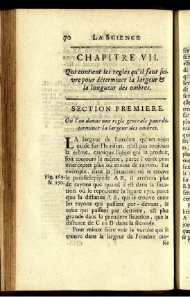 Chapitre VII. Qui contient les regles qu'il faut suivre pour déterminer la largeur & la longueur des ombres.