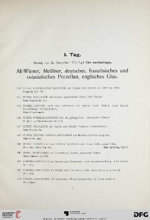 Alt-Wiener, Meißner, deutsches, französisches und ostasiatisches Porzellan, englisches Glas (Nr. 123-263)