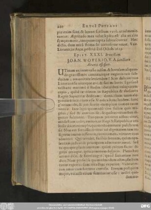 Epist. XXXI. Bruxellam. Ioan. Woverio, V. A. Sanctioris Aerarii Assessori.