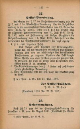 22. Polizei-Verordnung.