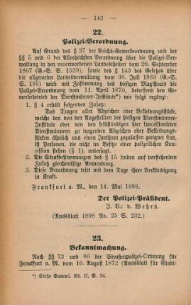 22. Polizei-Verordnung.