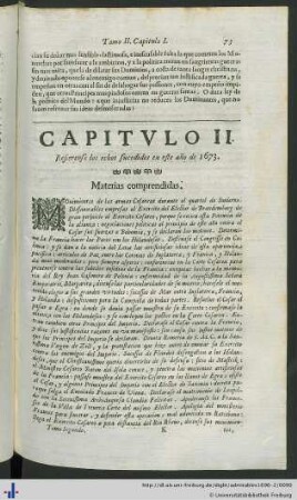 Capitulo II. Refierense los echos sucedidos en este año de 1673.