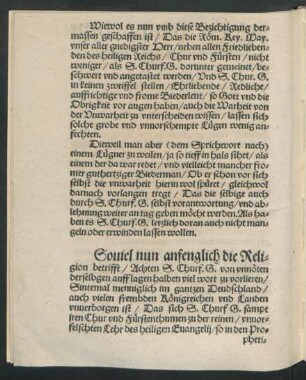 Soviel nun anfenglich die Religion betrifft ...