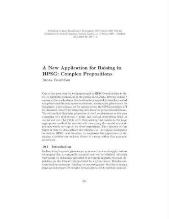 A new application for raising in HPSG: complex prepositions