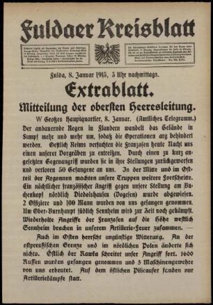 Zweite Ausgabe vom Freitag, den 08. Januar 1915.
