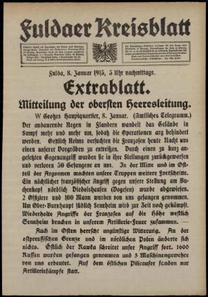 Zweite Ausgabe vom Freitag, den 08. Januar 1915.