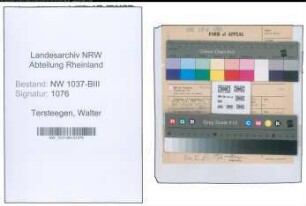 Entnazifizierung Walter Tersteegen , geb. 16.05.1898 (Verw.Angestellter)