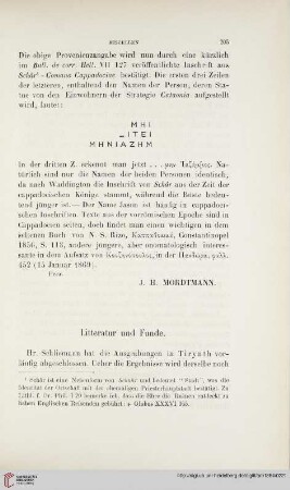 Litteratur und Funde