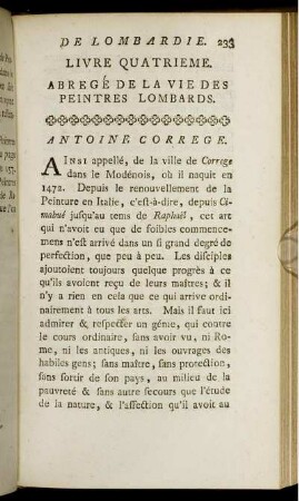 Livre Quatrieme. Abregé De La Vie Des Peintres Lombards.