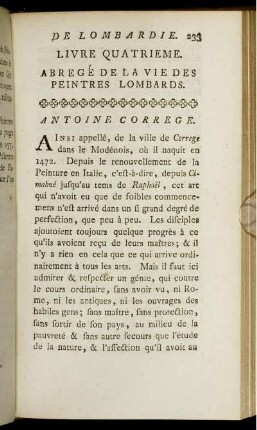 Livre Quatrieme. Abregé De La Vie Des Peintres Lombards.