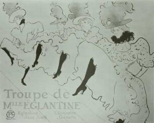 Die Truppe von Fräulein Eglantine : Toulouse-Lautrec, Henri de (1864.11.24 Albi -1901.09.09 Schloss Malromé/Gironde): Die Truppe von Fräulein Eglantine. Lithographie in 4 Farben, 1896. Maß: 61,6 cm x 80,3 cm. Dresden: Kupferstich-Kabinett, Inventarnummer A 1896-805