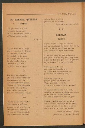 Mi prenda querida : Tango