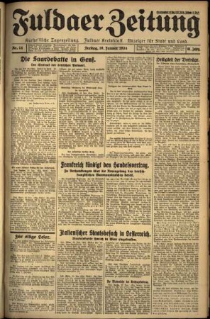 Erste Ausgabe vom Freitag, den 19. Januar 1934.