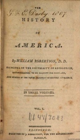 The history of America : in three volumes, 1