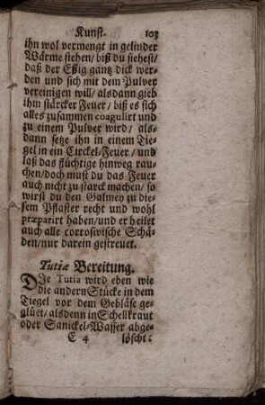 Tutiæ Bereitung. - Fleisch- Wunden.