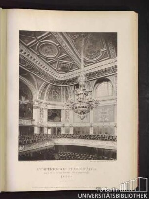 Serie II. No. 28. Das Neue Gewandhaus. Theil des Hauptconcertsaales. Leipzig.