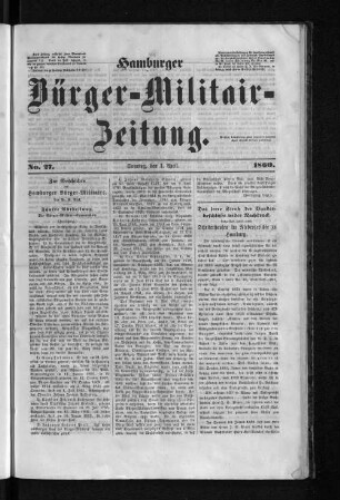 Hamburger Bürger-Militair-Zeitung. No. 27. 1860