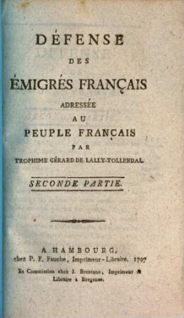 Défense Des Émigrés Français, 2
